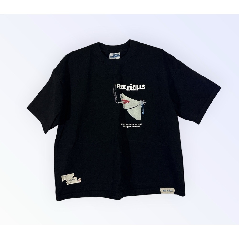 FREE REFILLS ASHTRAY TEE MENS LARGE BLACK